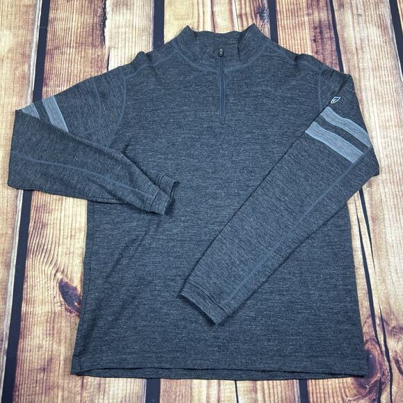 KÜHL Gray Merino Wool Pullover 1/4 Zip Women's Large Long Sleeve Thumb Holes EUC - Picture 1 of 11